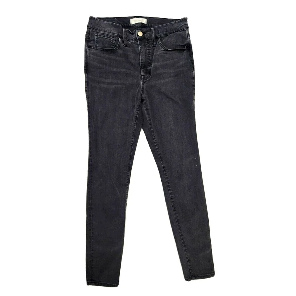 Madewell Road Tripper Skinny Jeans Women's 28 Black Faded Denim Mid Rise Stretch